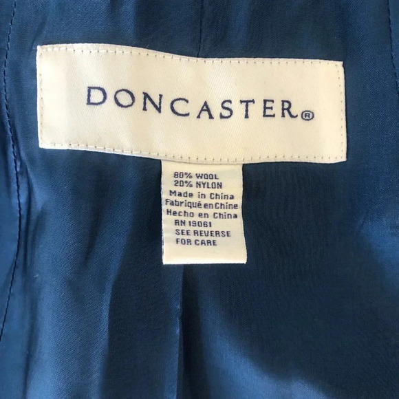 Doncaster Signature Teal Blue Wool Blend Double Breasted Jacket Size 14 - Picture 6 of 8